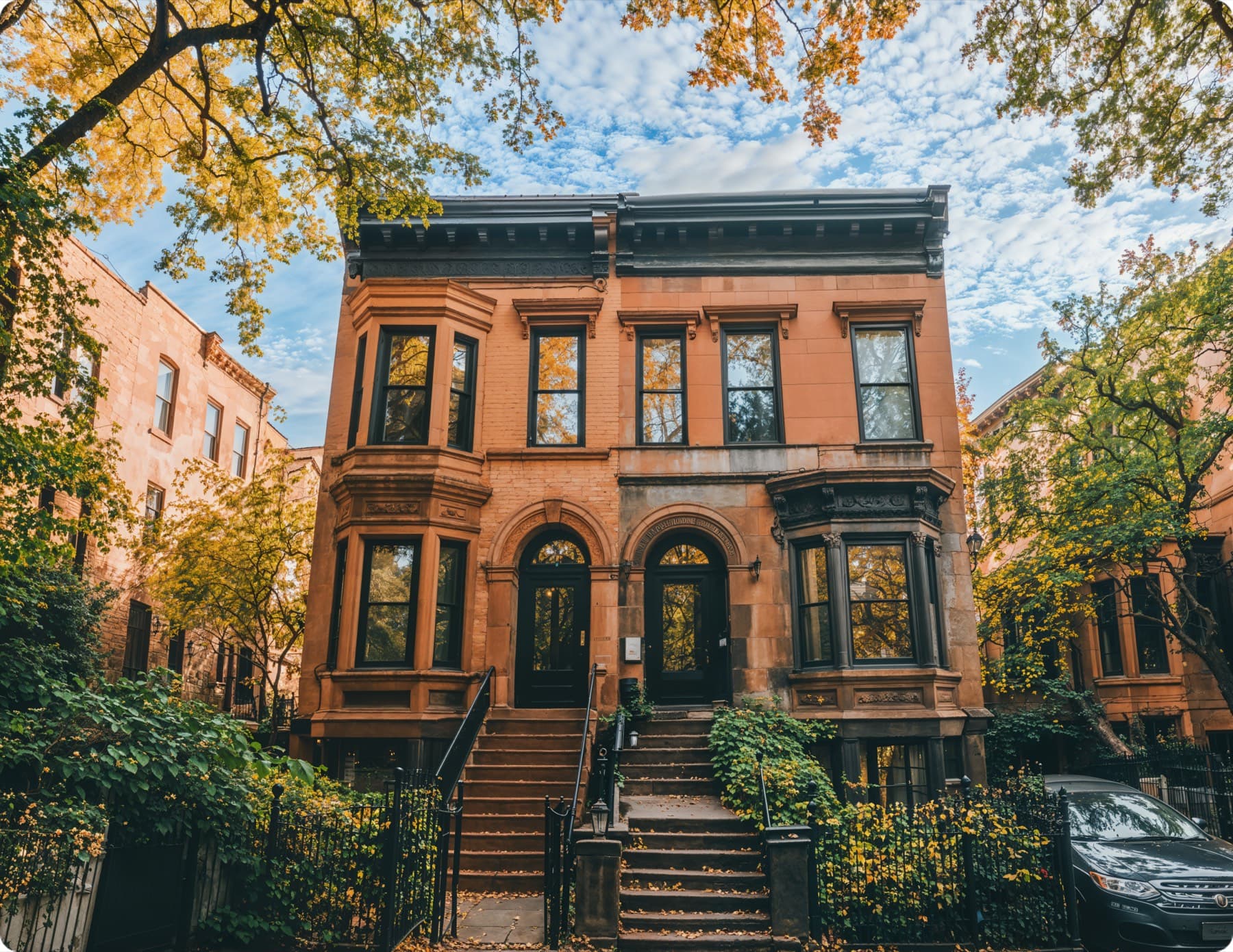 Brownstone apartment building