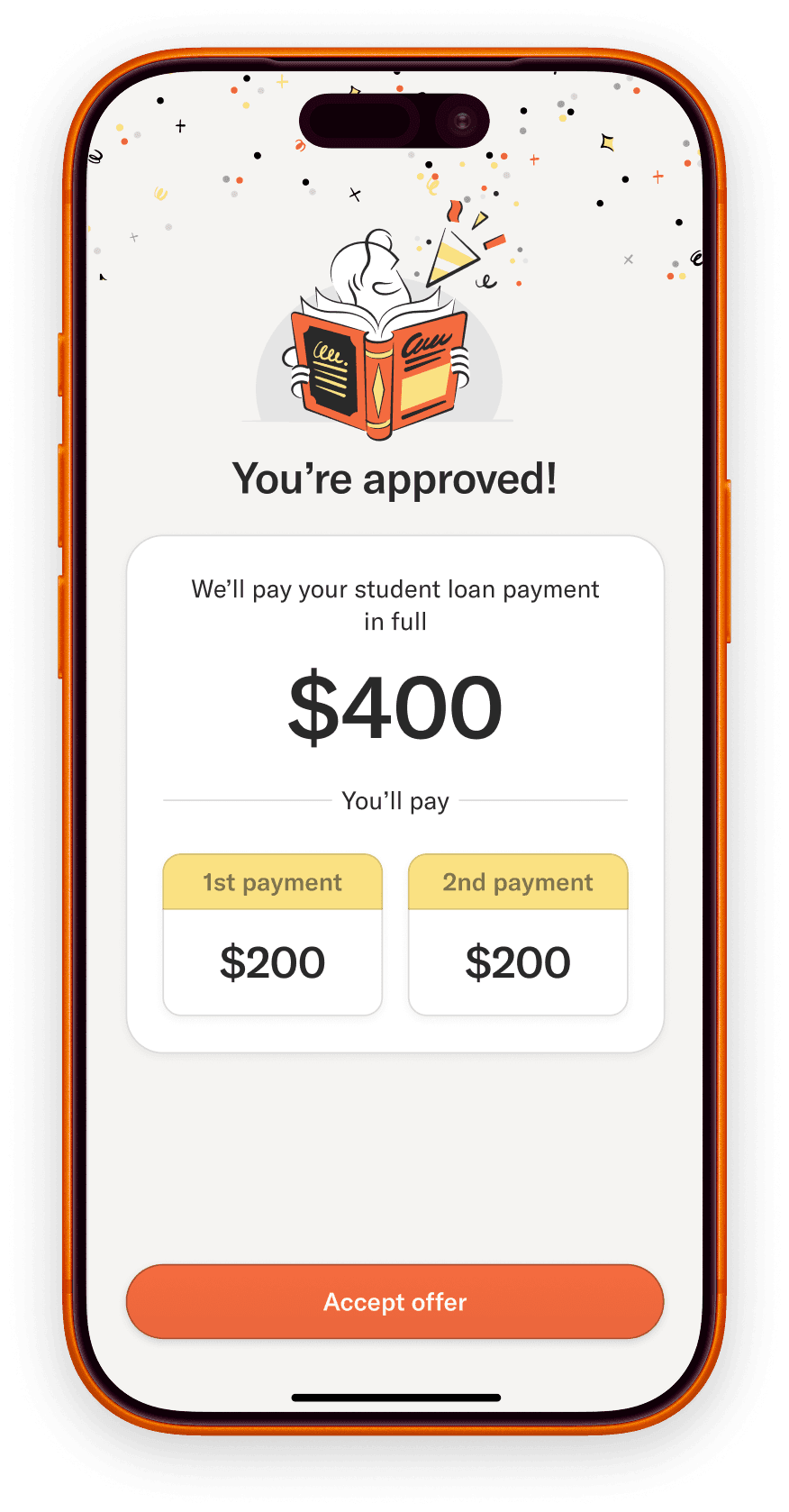 Split Pay app on a phone