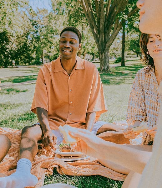 friends having brunch outdoors