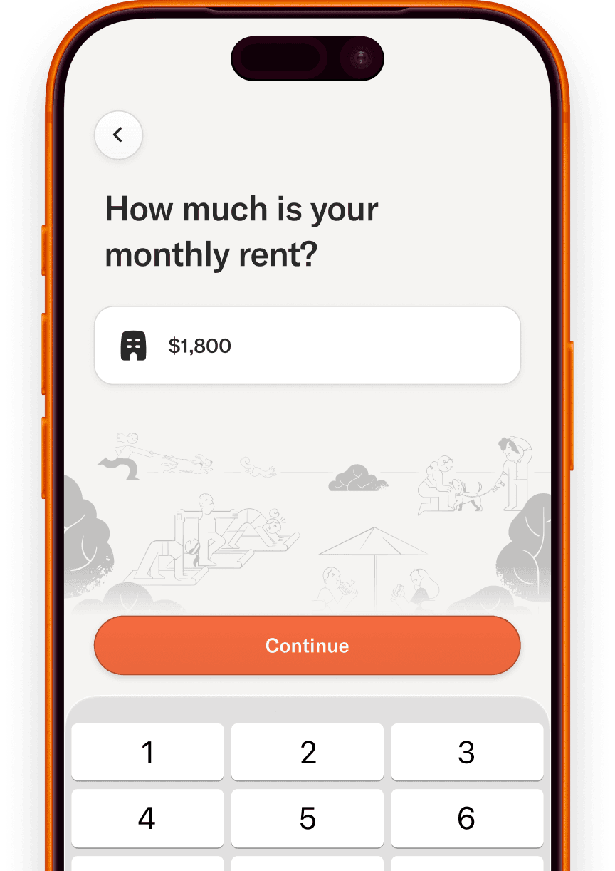 app view: enter your monthly rent